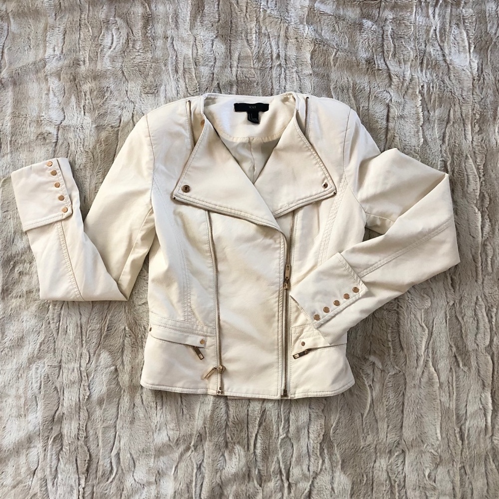 White/Cream Faux Leather Jacket